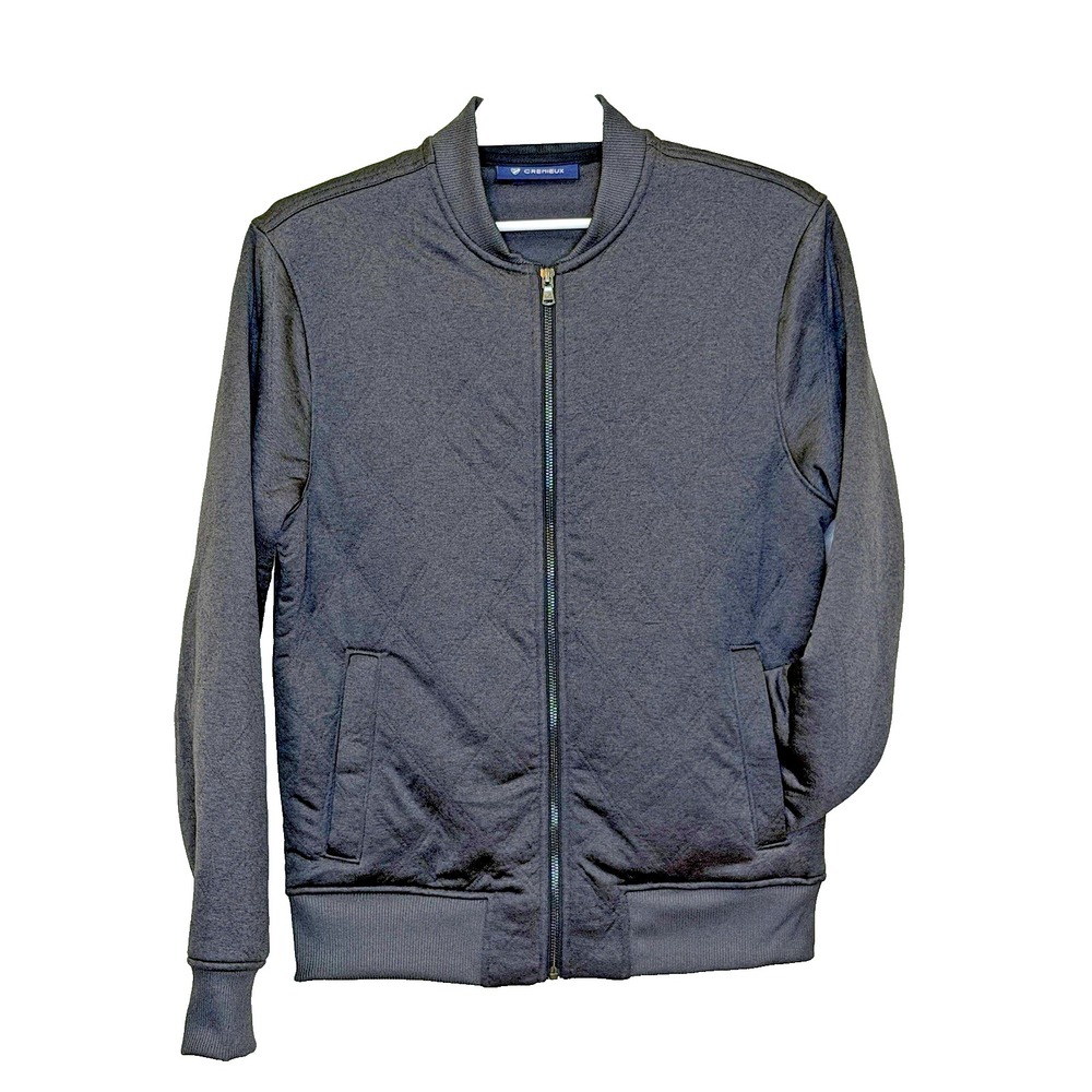 Cremieux Full Zip Quilted Jacket Mens Size Small Dark Gray Long Sleeve Pockets